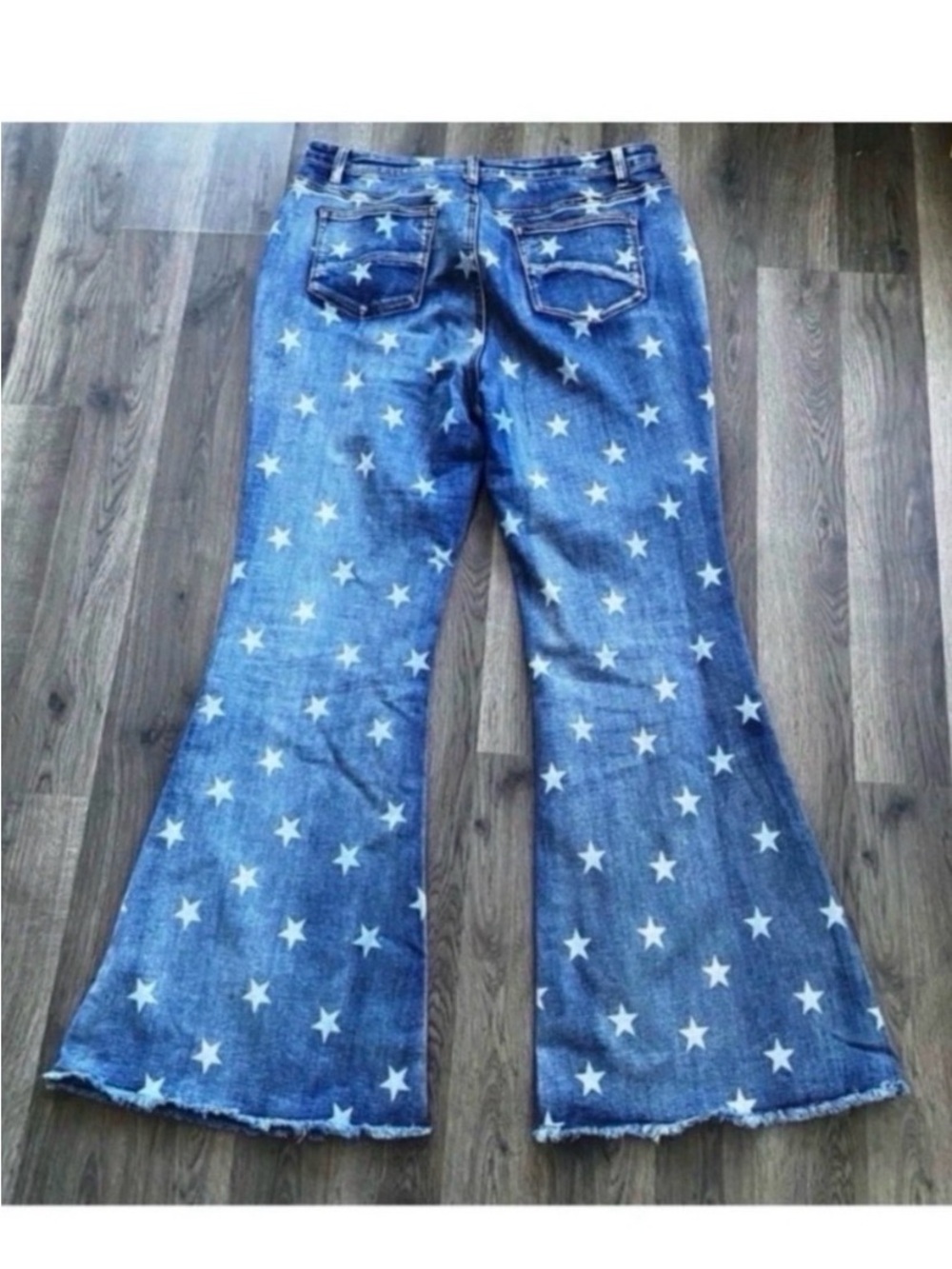 ANNA KACI High Rise Star Print Flare Festival Jeans Size 14 - Picture 9 of 11
